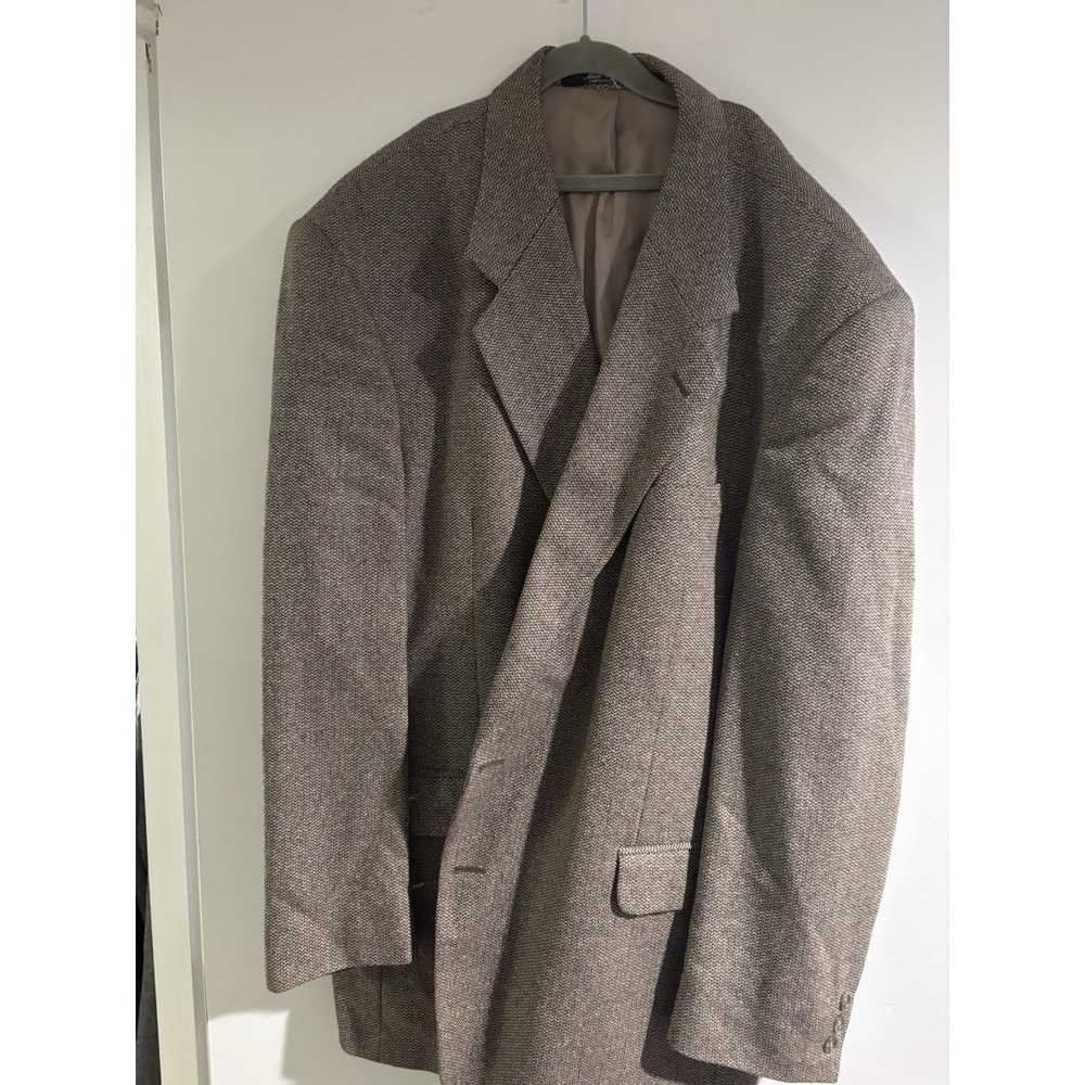VTG Tailors Row by Deansgate 46R Silk Wool Sport Coat Blazer Brown Herringbone